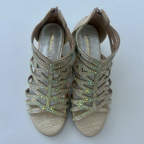 Laurmosa girl’s sandals gold high heels formal shoes.  Size 3. - Picture 5 of 11